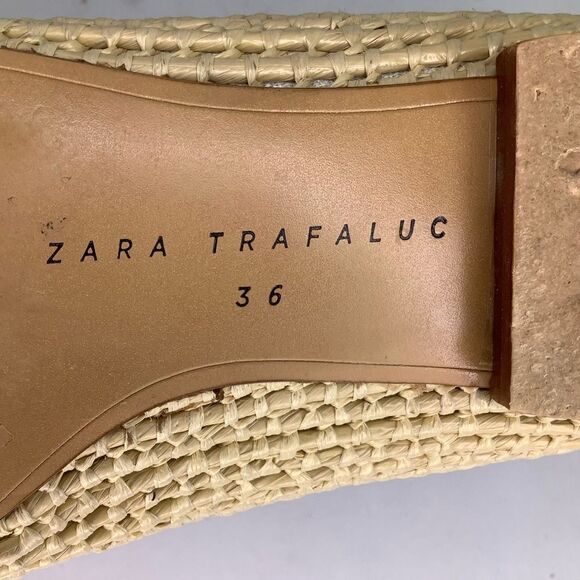 Zara Trafaluc White Leather Wheat Braided Edges Slip On Ballet Flat Sz 36/USA 6 - Picture 9 of 9
